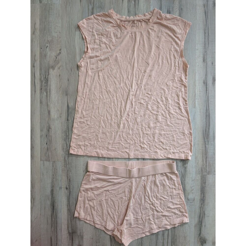 Thirdlove Two Piece Lounge Set in Peach Pajamas, Small (C7)